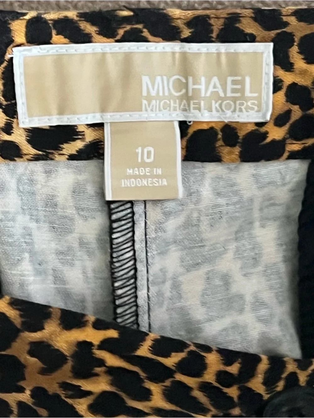 Michael Kors Leopard Print Straight Leg Stretch Pants - Size 10